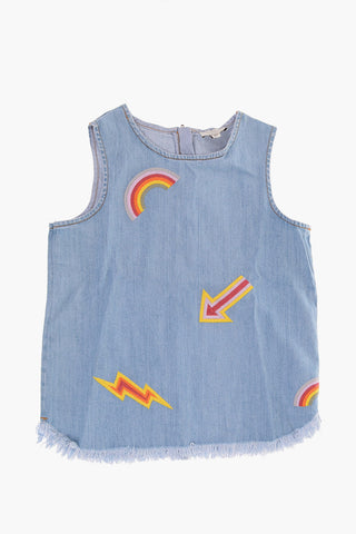 embroidered stretch denim  VIOLETTA top