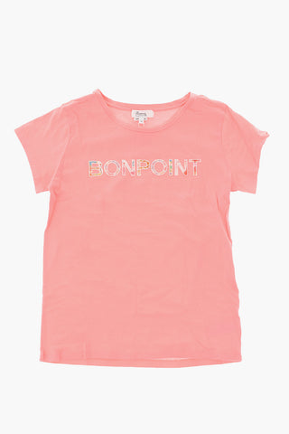 t-shirt girocollo con ricamo