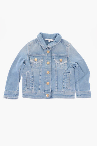 Stretch denim jacket with snap button