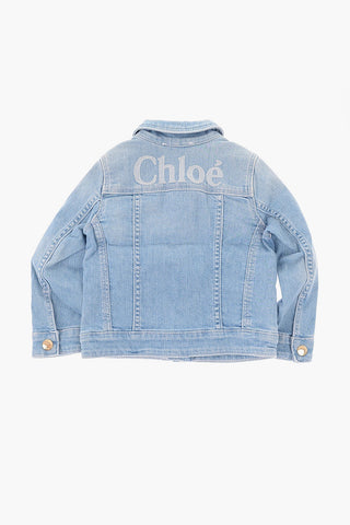 Stretch denim jacket with snap button