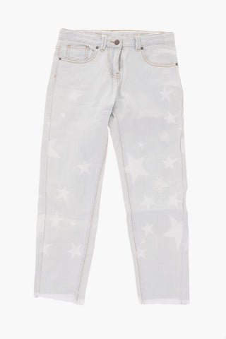 jeans in denim stretch con stampa stelle