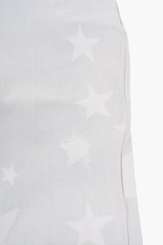 jeans in denim stretch con stampa stelle