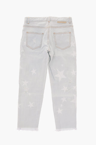 jeans in denim stretch con stampa stelle