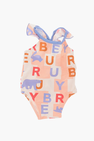 all over logo swimsuit