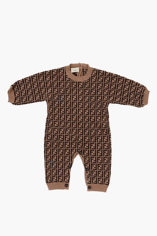 Embroidered All Over Logo Knitted Romper Suit