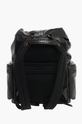 EZ LUXURY leather backpack with crocodile details