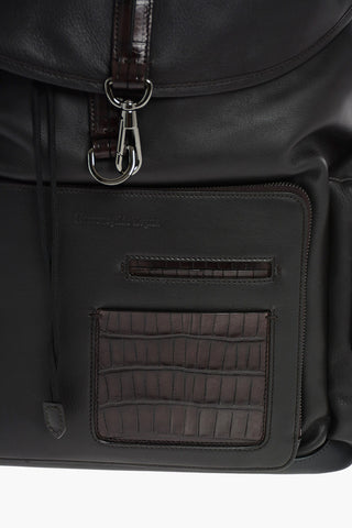 EZ LUXURY leather backpack with crocodile details