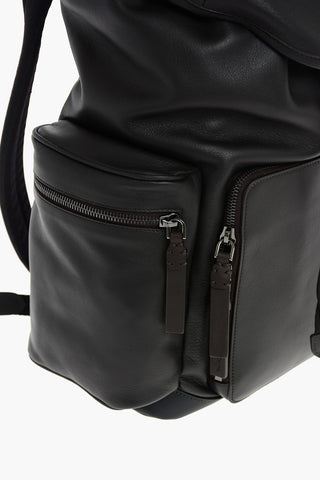 EZ LUXURY leather backpack with crocodile details