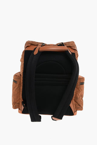EZ LUXURY printed fabric backpack with leather details