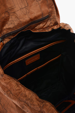 EZ LUXURY printed fabric backpack with leather details