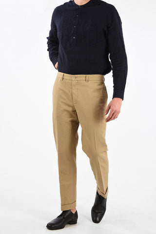 Cotton and Linen DOVER Stright Fit Pants with Jetted Pockets