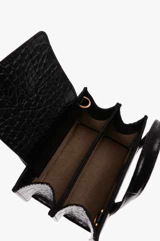 Croco Printed Leather Shoulder Mini Bag