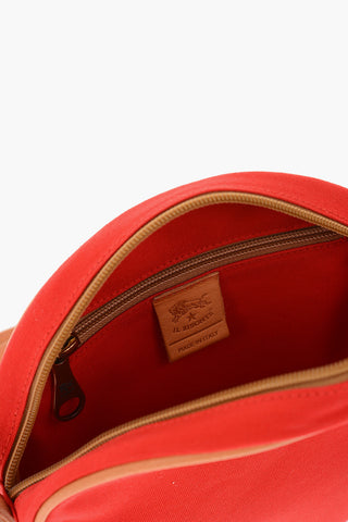 Canvas Shoulder Bag with Leather Trimmings