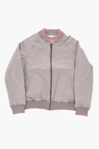 giubbotto in denim stretch con stelle ricamate