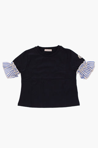 t-shirt girocollo con dettagli a righe