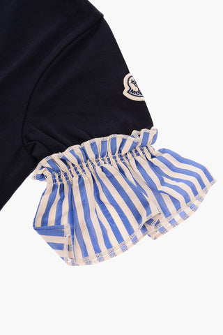 t-shirt girocollo con dettagli a righe