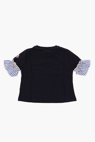 t-shirt girocollo con dettagli a righe