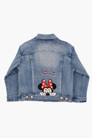 giubbotto in denim con ricamo minnie