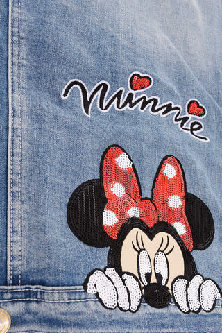 giubbotto in denim con ricamo minnie