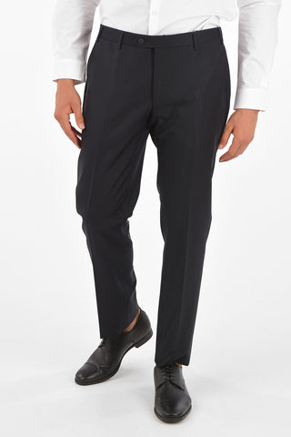 Extrafine Wool LEADER plain hem trousers