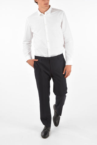 Extrafine Wool LEADER plain hem trousers