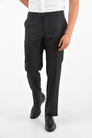 Extrafine Wool LEADER plain hem trousers