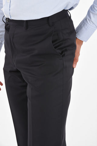 Extrafine Wool LEADER plain hem trousers