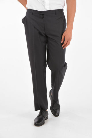 Extrafine Wool LEADER plain hem trousers