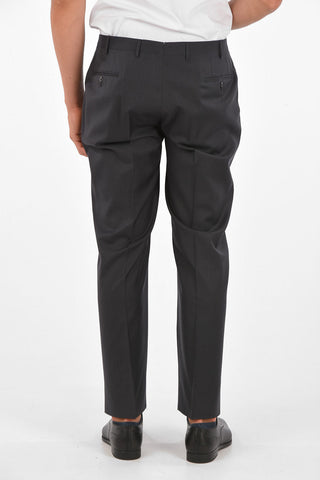 Extrafine Wool LEADER plain hem trousers