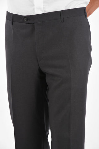 Extrafine Wool LEADER plain hem trousers