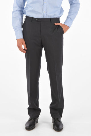 Extrafine Wool LEADER plain hem trousers