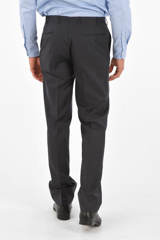 Extrafine Wool LEADER plain hem trousers