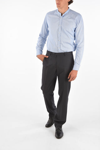 Extrafine Wool LEADER plain hem trousers
