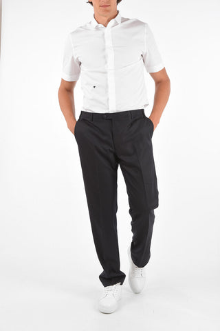 Extrafine Wool LEADER plain hem trousers