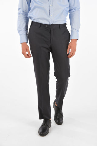 Extrafine Virgin Wool LEADER Plain Hem Trousers