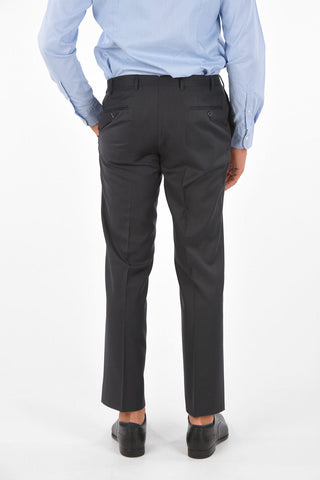 Extrafine Virgin Wool LEADER Plain Hem Trousers