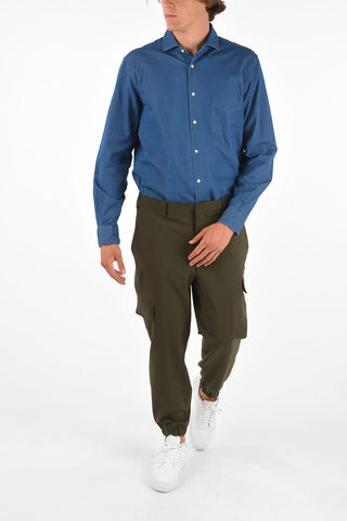 Hidden Closure Utility Slim Fit Pants with Elastick Ankle