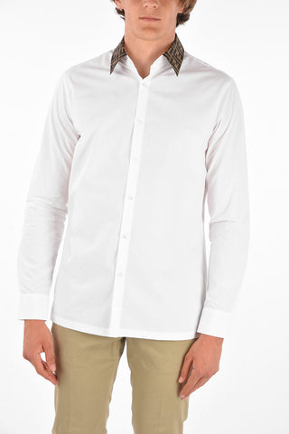 Camicia in Cotone con Collo Monogram