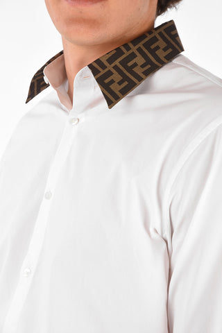 Camicia in Cotone con Collo Monogram