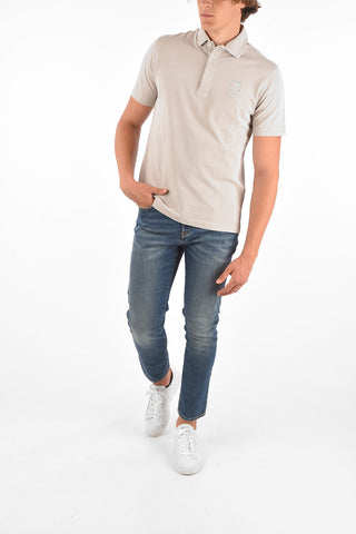 Logo Embroidered Short Sleeve Polo Neck T-Shirt