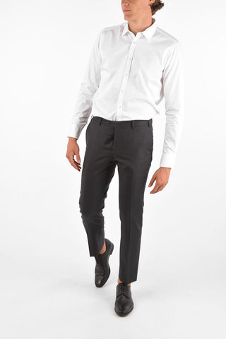 Extrafine Wool LEADER plain hem trousers
