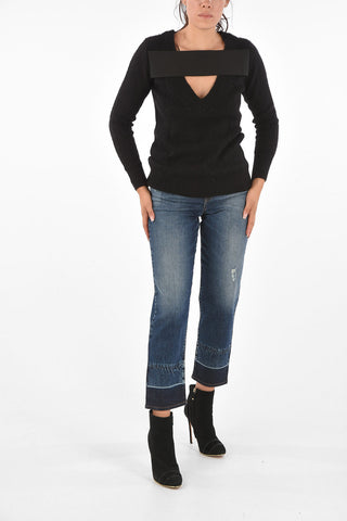 ARMANI EXCHANGE Ribbed Trim Unstructured V-Neck Sweater