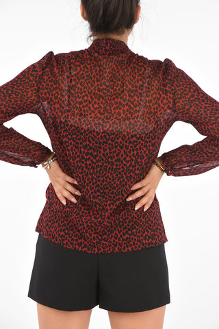 Animal Printed Tie Neck Blouse
