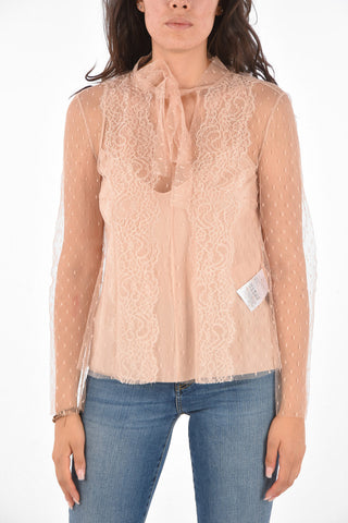 Tulle Tie Neck Blouse