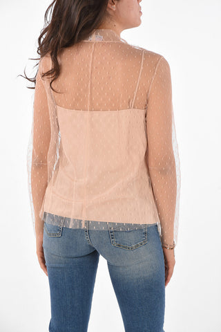 Tulle Tie Neck Blouse