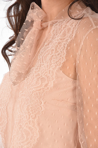 Tulle Tie Neck Blouse