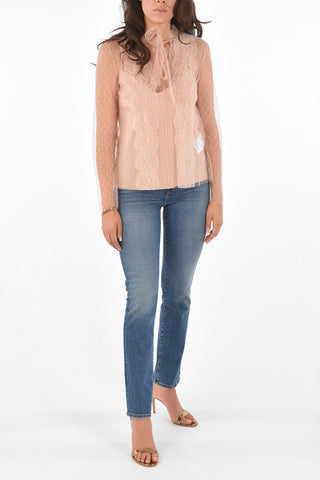 Tulle Tie Neck Blouse