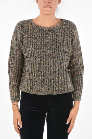 ARMANI EXCHANGE Lurex Cropped Crew-Neck Sweater