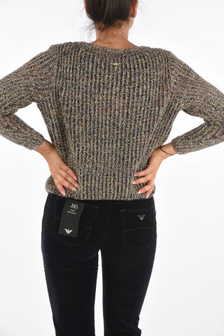 ARMANI EXCHANGE Lurex Cropped Crew-Neck Sweater