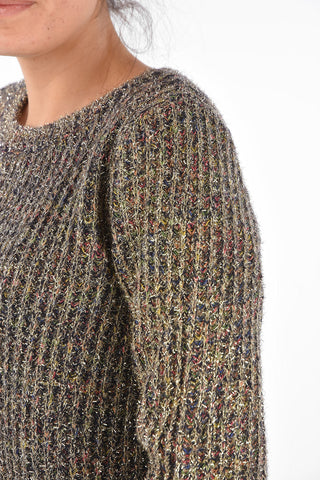 ARMANI EXCHANGE Lurex Cropped Crew-Neck Sweater